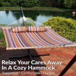 Sunnydaze Quilted Outdoor Hammock with Spreader Bars - Heavy-Duty 450-Pound Capacity Double Hammock for Outside - Canyon Sunset - Image 3