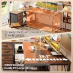 PRAISUN 61" L Shaped Desk with Power Outlets and USB-C Port, Reversible Computer Corner Office Desk with 4 Fabric Drawers and 2 Height-Adjustable Shelves, Large for Gaming Writing Study, Rustic Brown - Image 7