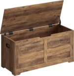 VASAGLE Storage Chest, Storage Bench with 2 Safety Hinges, Farmhouse Style, 15.7 x 39.4 x 18.1 Inches, for Entryway, Bedroom, Living Room, Honey Brown ULSB061K01 - Image 2