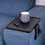 Couch Arm Tray, Sofa Armrest Table Portable Clip-On Folding Tray, Small Space Friendly Sofa Side Table for Eating, Drinking, Working, Remote Storage, Black - Image 2