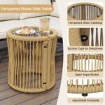 Yaheetech 3 Pieces L-Shaped Conversation Sofa Set, Outdoor Patio Furniture Set w/Detachable Lounger, Thick Cushions, Glass Side Table for Patio, Backyard, Porch, Garden - Image 6