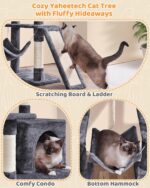 Yaheetech Large Multi-Level Cat Tree, 63 Inches Tall with Sisal-Covered Scratching Posts, Condo, Hammock, Dangling Ball, and Extended Platform for Cats to Play and Sleep - Image 7