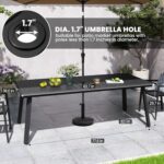 Patio Table with Umbrella Hole 83" Rectangle Aluminum Indoor Outdoor Dining Table for 6-8 All Weather Outside Table for Lawn Backyard Garden Poolside Park - Image 4