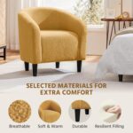 Yaheetech Accent Barrel Chair, Boucle Fabric Club Chair, Furry Sherpa Elegant and Cozy, Soft Padded Armchair for Living Room Bedroom Reception Room Office, Mustard Yellow - Image 7