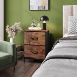 WLIVE Night Stand, Small 2 Drawer Dresser, Nightstand with Fabric Bins for Bedroom, Closet, Dorm, Rustic Brown Wood Grain Print, 11.8" D x 15.7" W x 20.9" H - Image 9