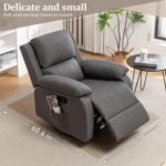 Recliner Chair, 360 Swivel Rocker Chair for Adults, Small Rocking Recliner for Small Spaces, Upholstered Fabric Glider Recliner Nursery Chair with Side Pockets for Living Room, Nursery - Image 7