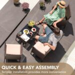 Devoko 4 Pieces Outdoor Patio Furniture Set, PE Rattan Wicker Chairs Balcony Lawn Porch Patio Furniture Sets with Beige Cushion and Table (Brown) - Image 7