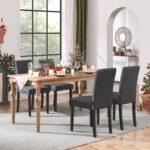 Yaheetech Dining Chairs Set of 4 Fabric Parson Upholstered Kitchen Chairs with Padded Seat and Solid Wood Legs for Dining Room/Restaurant, Armless Design, Dark Grey - Image 3