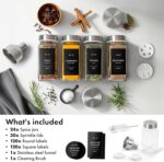 Glass Spice Jars with Labels and Steel Lids (24 x 4oz) Spice Containers with 240 Label, Steel Funnel, Shaker Inserts, Empty Square Seasoning Organizer for Spice Rack, Cabinet, Drawer - Image 8