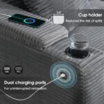 Merax 106" Corduroy Sectional Corner Sofa with Cup Holders & USB Charger, 5 Seat Convertible L Shaped Couch Set with Armrest Storage, Oversized Comfy Modular Sofabed for Living Room & Apartment, Gray - Image 6