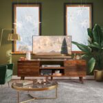 WLIVE TV Stand for 55 60 inch TV, Mid Century Modern TV Console, Entertainment Center with Storage for Living Room, Retro Brown - Image 3