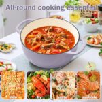 Vivicreate 6 Quart Enamel Cast Iron Dutch Oven Pot with Lid – Enameled Cookware for Baking, Roasting, and Braising – Durable Cast Iron Pot for Stove Top and Oven Use purple color - Image 7