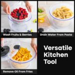 Joined Salad Spinner with Drain, Bowl, and Colander - Quick and Easy Multi-Use Lettuce Spinner, Vegetable Dryer, Fruit Washer, Pasta and Fries Spinner - 3.7 Qt - Image 8