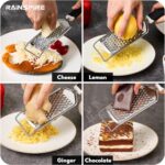 Rainspire Professional Cheese Graters for Kitchen Stainless Steel Handheld, Metal Lemon Zester Grater With Handle For Cheese, Chocolate, Spices, Kitchen Gadgets And Tools, Soft Grip Handle, Black - Image 6