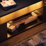 Black TV Stand 65 inch,LED TV Stand for Living Room,Glass Entertainment Center TV Stand, TV Console Tables for Living Room,Bedroom,Home Office - Image 6