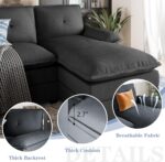 Shintenchi 110" Sectional Couch for Living Room,4 Seat U Shape Couch with Double Chaise,Modular Sofa Couches Sleeper with Thick Cushion & Soft Backrest,Black - Image 6