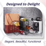 Gusto Nostro Countertop Wine Rack - 14 Bottle Freestanding Modern Black Metal Small - 3 Tier Tabletop Wine Holder Stand for Cabinet, Pantry - Wine Racks Countertop - No Assembly Required - Image 5