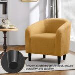 Yaheetech Accent Barrel Chair, Boucle Fabric Club Chair, Furry Sherpa Elegant and Cozy, Soft Padded Armchair for Living Room Bedroom Reception Room Office, Mustard Yellow - Image 9