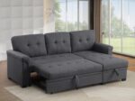 Ball & Cast L-Shape Reversible Sectional Sleeper Sofa Bed 4 in 1 Pull Out Couch with Storage Chaise & Removable Back Cushions,Convertible Sleeper Corner Couch Pull-Out Sofa Bed for Living Room,Office - Image 4