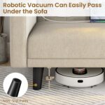 Yaheetech 63” Convertible Couch Sofa Bed with 2 USB, Reclining Futon Sleeper with Adjustable Backrest & Removable Armrests, Mid Century Modern Loveseat for Living Room, Apartment, Office Beige - Image 8