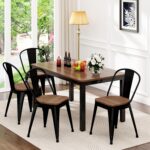 18 Inch Metal Dining Chairs,Arlunar Farmhouse Chairs Set of 4 Black Dining Room Chairs Stackable with Back and Wooden Seat bar stools - Image 3