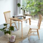 Livinia Canberra 27.6" Square Wooden Dining Table/Mid Century Modern Malaysian Oak Kitchen Table (Natural-Oak) Table Only - Image 6