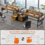 EnHomee 57" Office Desk with Drawers and Printer Space,Computer Desk with Power Outlets,Home Office Desks with File Drawers Cabinet,Study and Gaming Desk with Shelves Monitor Stand,Rustic Brown - Image 7