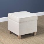 Homepop Home Decor | K7342-F2067 | Classic Square Storage Ottoman with Lift Off Lid | Ottoman with Storage for Living Room & Bedroom, Cream Woven - Image 6