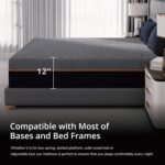 EGOHOME 12 Inch Queen Memory Foam Mattress for Back Pain, Cooling Copper Gel Bed in a Box, Foam Made in USA, CertiPUR-US Certified, Therapeutic Medium Firm, Double 60x80x12 Black - Image 9