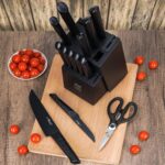 Knife Sets for Kitchen with Block, 15 Piece Knife Set with Built-in Sharpener, Dishwasher Safe, German Stainless Steel, Black - Image 7