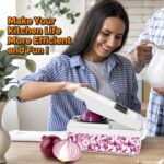 Professional 12-in-1 Vegetable Chopper with 7 Stainless Steel Blades - Multifunctional Food Chopper for Dicing/Slicing Carrots, Potatoes, Onions, Garlic - Heavy Duty, BPA Free Kitchen Gadget (White) - Image 8