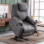 MCombo Power Lift Recliner Chair for Elderly, Lift Chair with Heat and Massage, FSC Certified, USB&Type C Ports, Cup Holders, Fabric 7040 (Medium, Gray) - Image 3
