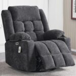 Power Swivel Rocker Recliner Chair for Adults with Massage and Heat, USB and Type-C Ports, Infinite Position, Electric Glider Reclining Single Sofa Chair for Living Room(Dark Grey) - Image 2