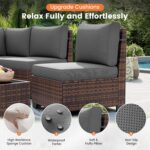 UDPATIO Patio Furniture Set, 8 Inch Armrest Outdoor Sectional Sofa, 6 Piece Wicker Outdoor Furniture Conversation Sets with Waterproof Cover and Coffee Table for Backyard Deck(Brown/Dark Grey) - Image 4