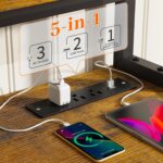 EnHomee 57" Office Desk with Drawers and Printer Space,Computer Desk with Power Outlets,Home Office Desks with File Drawers Cabinet,Study and Gaming Desk with Shelves Monitor Stand,Rustic Brown - Image 5