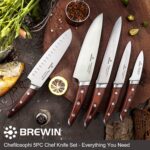 Brewin CHEFILOSOPHI Japanese Chef Knife Set 5 PCS with Elegant Red Pakkawood Handle Ergonomic Design,Professional Ultra Sharp Kitchen Knives for Cooking High Carbon Stainless Steel - Image 4