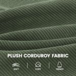 Yaheetech 360° Swivel Glider Chair for Nursery, Rocking Chair Nursing Chair with Side Pockets, Corduroy Glider for Living Room with High Back Dark Green - Image 9