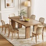 LITTLE TREE 71-Inch Dining Table, Rectangular Wooden Kitchen Table for 4-6 People, Modern Home Furniture with Heavy Duty Legs, Large Dinner Furniture Last Forever, Wood Grain - Image 2