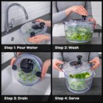 Joined Salad Spinner with Drain, Bowl, and Colander - Quick and Easy Multi-Use Lettuce Spinner, Vegetable Dryer, Fruit Washer, Pasta and Fries Spinner - 3.7 Qt - Image 5