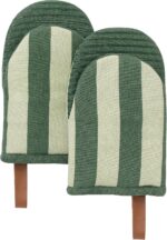 Folkulture Mini Oven Mitts Heat Resistant | (5.75 x9) Set of 2 Short Oven Mitts with Hanging Loop | 100% Cotton Oven Gloves | Kitchen Mittens, Small Silicone Oven Mits - Image 2
