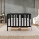 Dream On Me Synergy 5-In-1 Convertible Crib In Black, JPMA & Greenguard Gold Certified, Constructed out of solid reclaimed New Zealand Pine wood, Features 3 mattress height settings - Image 3