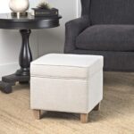 Homepop Home Decor | K7342-F2067 | Classic Square Storage Ottoman with Lift Off Lid | Ottoman with Storage for Living Room & Bedroom, Cream Woven - Image 3