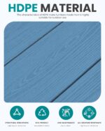 SERWALL 4 Piece HDPE Outdoor Furniture Set, All Weather Wood-Like Outdoor Sofa Sectional Couch, Bllue Patio Furniture Set with Khaki Cushions - Image 9