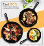 Utopia Kitchen Cast iron Skillets 3 Piece Set, Chefs Pan, Pre Seasoned Cast iron Skillets, 6, 8 & 10 Inches, Easy Use in the Oven, Stove, Grill, or Campfire, Black - Image 6