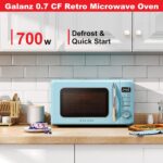 Galanz GLCMKZ07BER07 Retro Countertop Microwave Oven with Auto Cook & Reheat, Defrost, Quick Start Functions, Easy Clean with Glass Turntable, Pull Handle.7 cu ft, Blue - Image 3