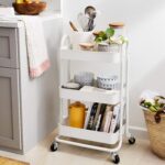 Amazon Basics 3-Tier Rolling Utility or Kitchen Cart, Lockable Wheels, Multifunctional Storage, White - Image 7