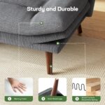 Marsail Futon Sofa Bed, Futon Couch with Adjustable Backrest & Armrests, Convertible Small Sleeper Sofa Bed for Small Apartments, Study Room, Office, Corduroy Loveseat, Grey - Image 7