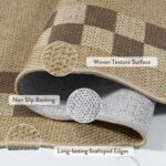 LIVEBOX Easy Jute Checkered Runner Rug for Kitchen, Scalloped Washable 2x6 Tan Rugs for Entryway, Geometric Indoor Outdoor Non Slip Rug Farmhouse Morden Carpet Door Mat Area Rug for Bedroom Hallway - Image 4