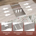 HOMCOM 47"-63" Expandable Dining Table for 4-6 People, Farmhouse Extendable Dining Room Table with Heavy Duty Metal Trestle Base, Rectangle Kitchen Table, Distressed Gray - Image 6