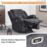 Power Swivel Rocker Recliner Chair for Adults with Massage and Heat, USB and Type-C Ports, Infinite Position, Electric Glider Reclining Single Sofa Chair for Living Room(Dark Grey) - Image 4